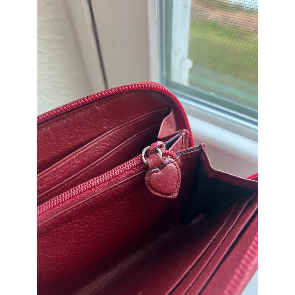 Brighton Large Leather All Around Zip Wallet in Lipstick Red - Picture 9 of 12